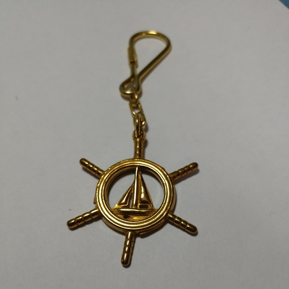 VINTAGE SOLID BRASS SHIPS WHEEL KEY RING HAND-MADE USA-never used - Picture 6 of 10